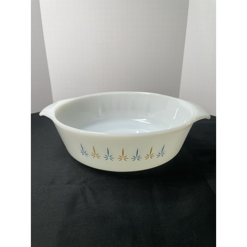 Vintage 1969 Fire King Anchor Hocking Atomic Starburst Candle Glow Dish Bowl 437